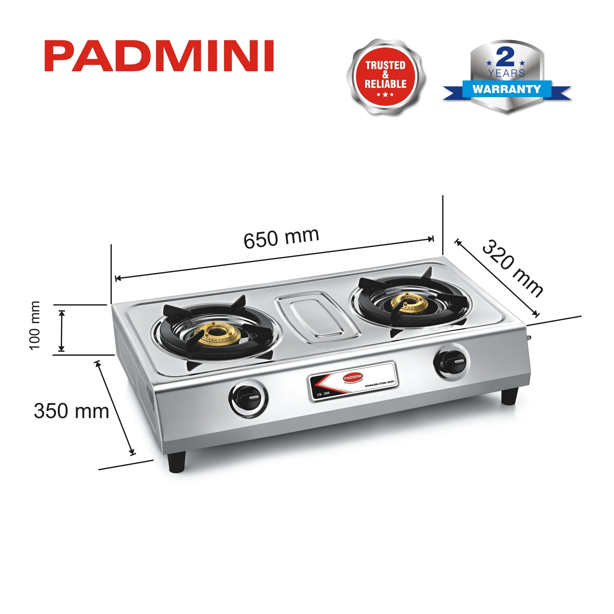 PADMINI 2 Burner CS-200 Stainless Steel Gas Stove - Image 5