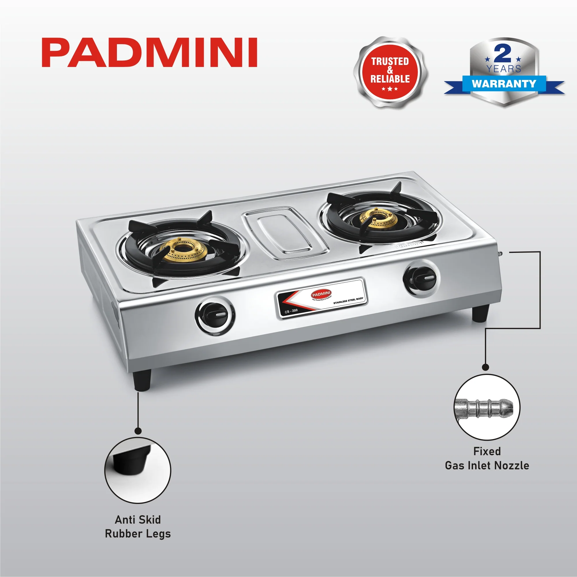 PADMINI 2 Burner CS-200 Stainless Steel Gas Stove - Image 6