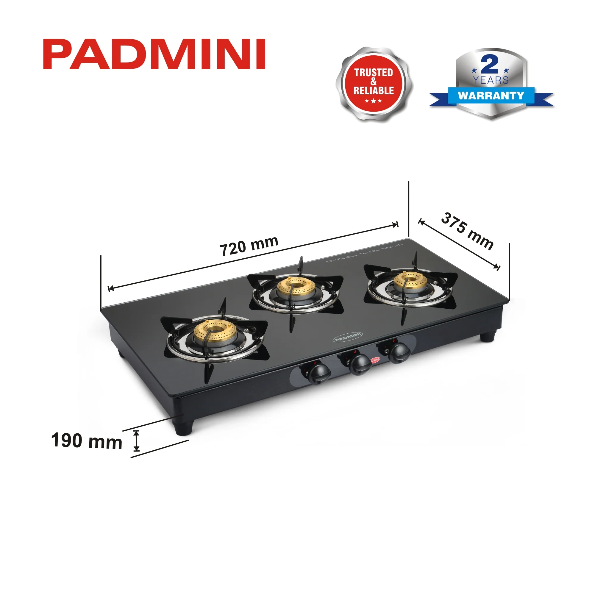 PADMINI 3 Burner Cooktop 3GT Shine - Image 5