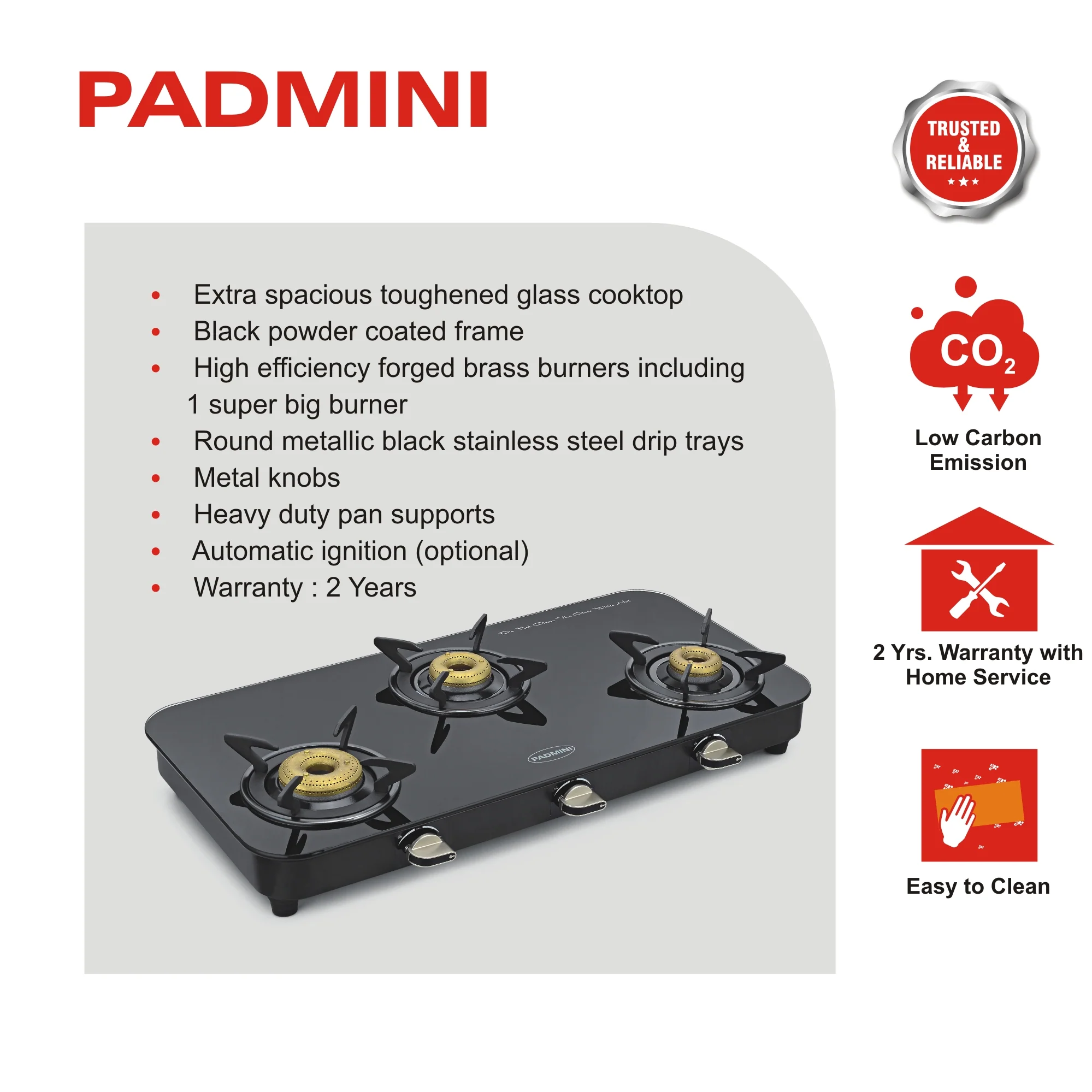 PADMINI 3 Burner Cooktop 3GT Lotus - Image 9