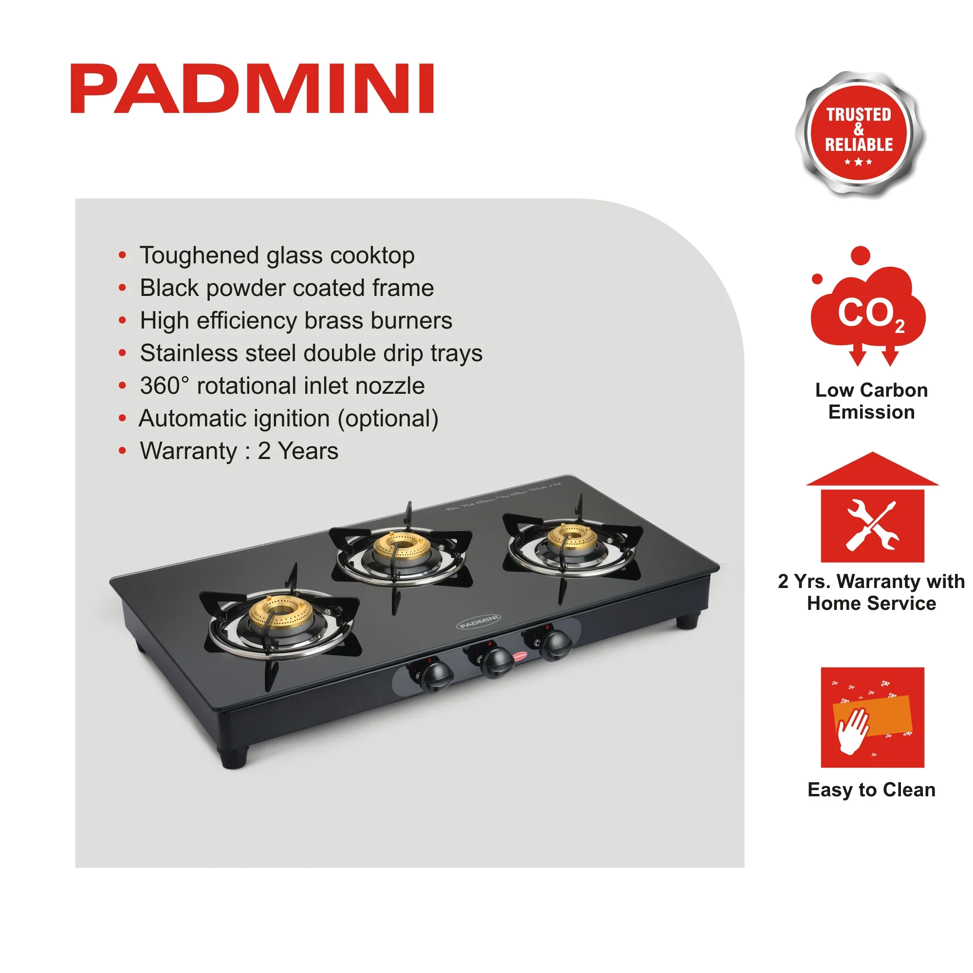 PADMINI 3 Burner Cooktop 3GT Star - Image 3