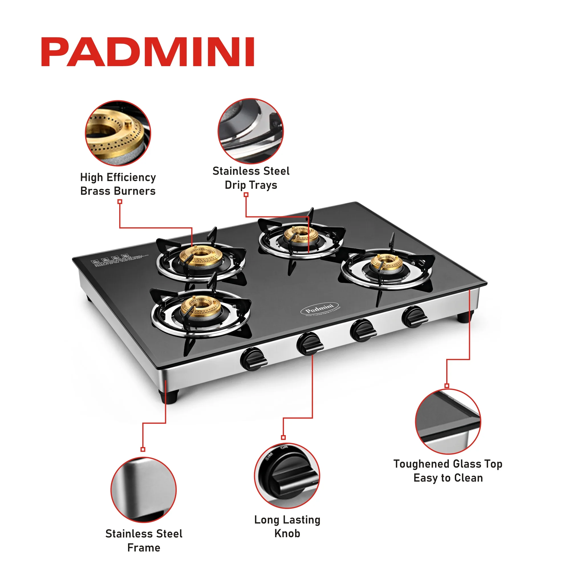 PADMINI 4 Burner Cooktop 4GT 421 Extra Large - Image 4