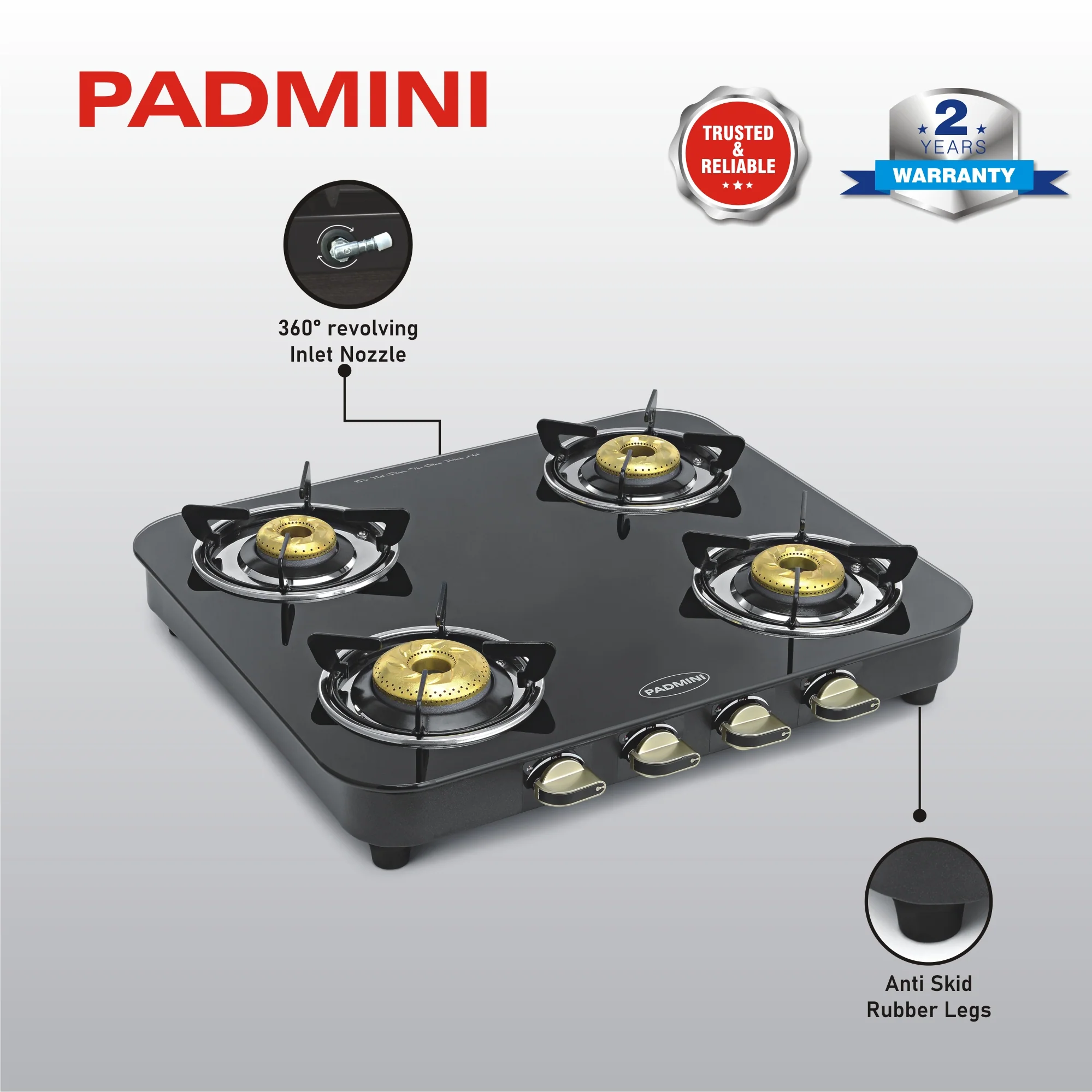 PADMINI 4 Burner Cooktop 4GT DLX HF (High Flame) - Image 6