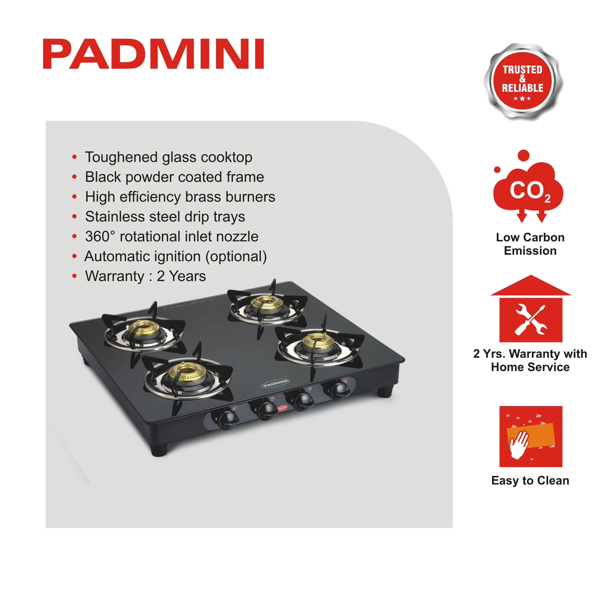 PADMINI 4 Burner Cooktop 4GT Star - Image 4