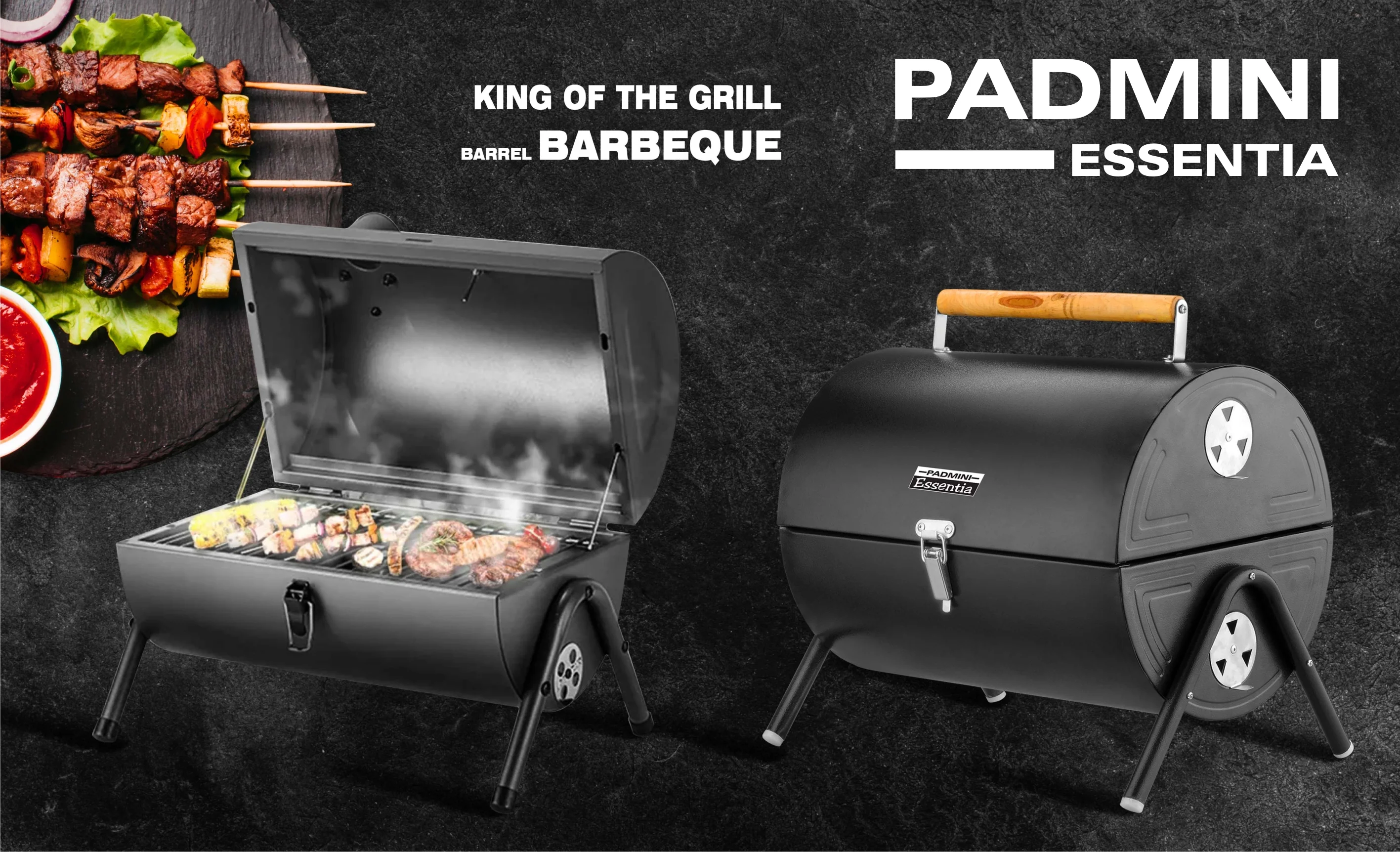 PADMINI Barrel Charcoal Barbeque - Black - Image 5