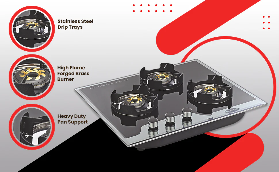 PADMINI Gas Hob 302 GL IB HF (High Flame) - Image 5