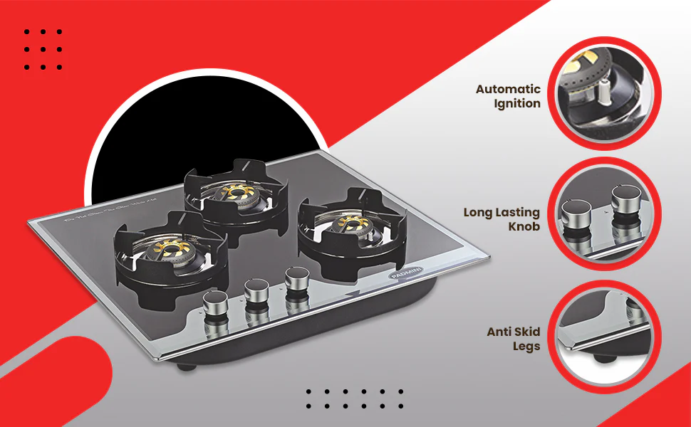 PADMINI Gas Hob 302 GL IB HF (High Flame) - Image 6