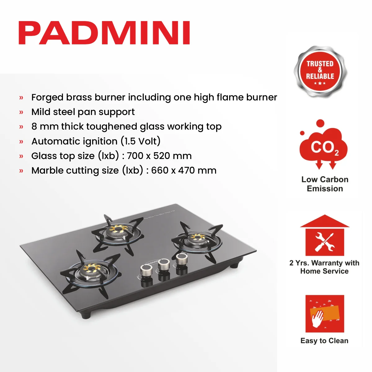 PADMINI Gas Hob 303 GL IB HF - Image 12
