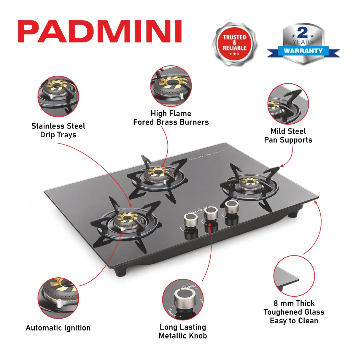 PADMINI Gas Hob 303 GL IB HF - Image 13
