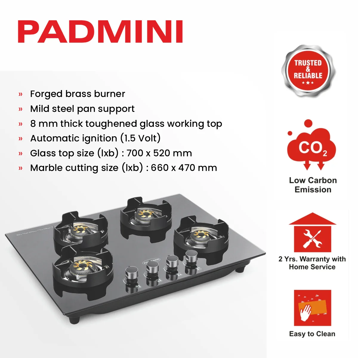 PADMINI Gas Hob 400 GL IB - Image 8