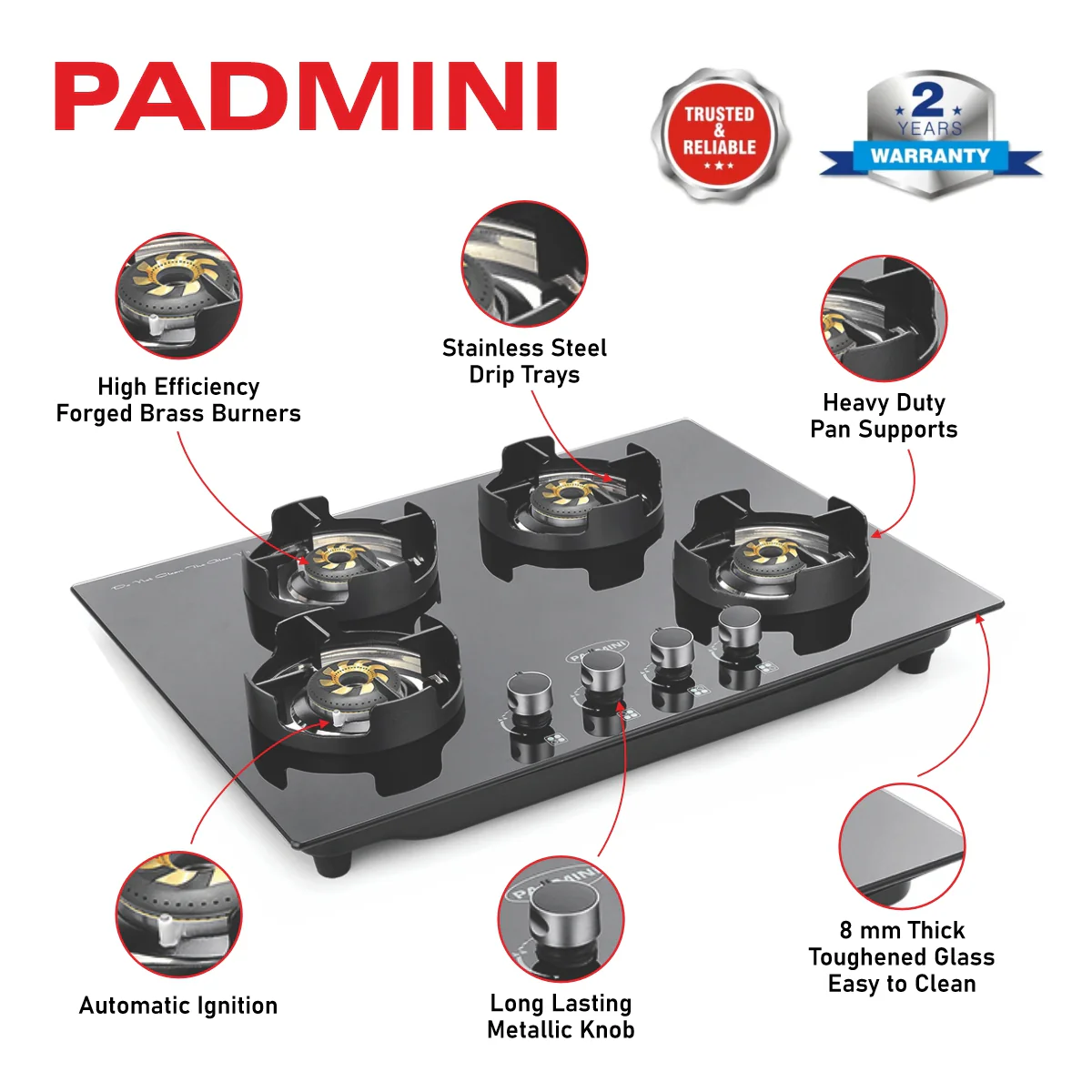 PADMINI Gas Hob 400 GL IB - Image 9