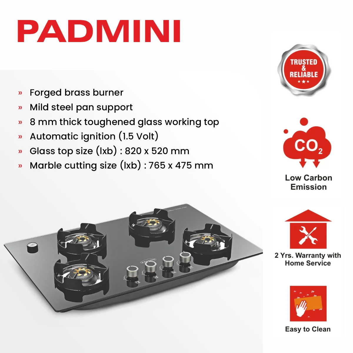 PADMINI Gas Hob 401 GL IB - Image 8