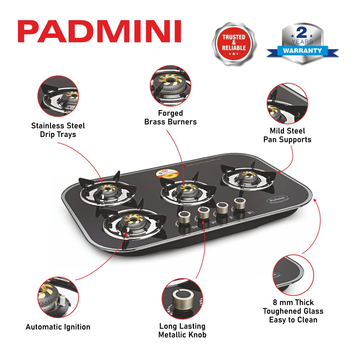 PADMINI Gas Hob 402 GL IB - Image 10