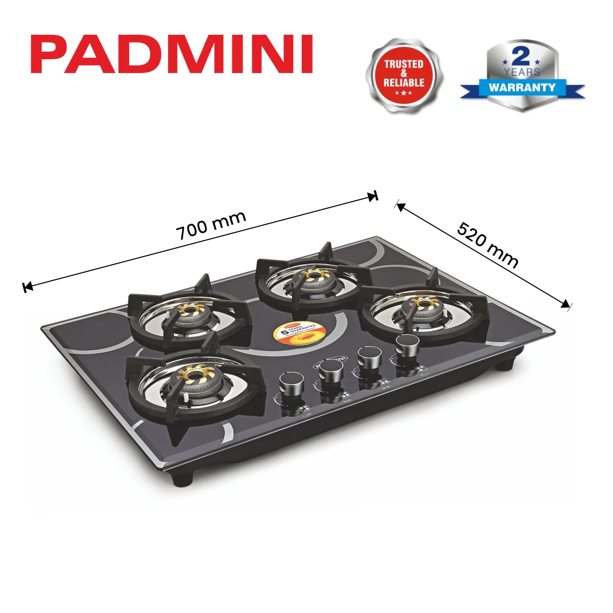 PADMINI Gas Hob 404 GL IB - Image 7