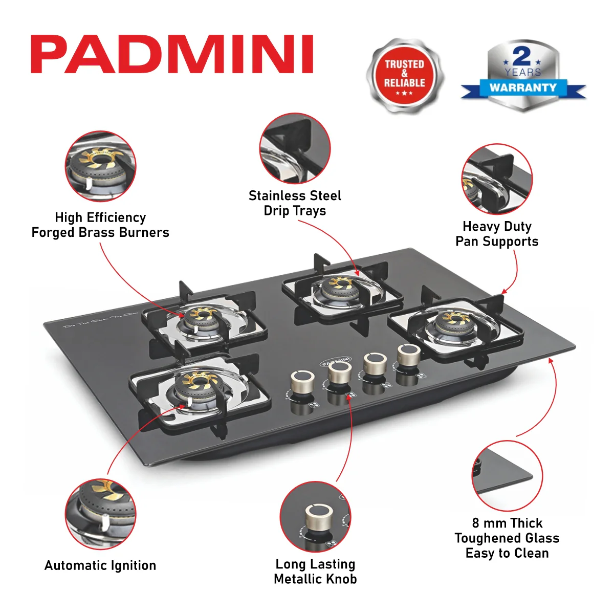 PADMINI Gas Hob 405 GL IB - Image 9