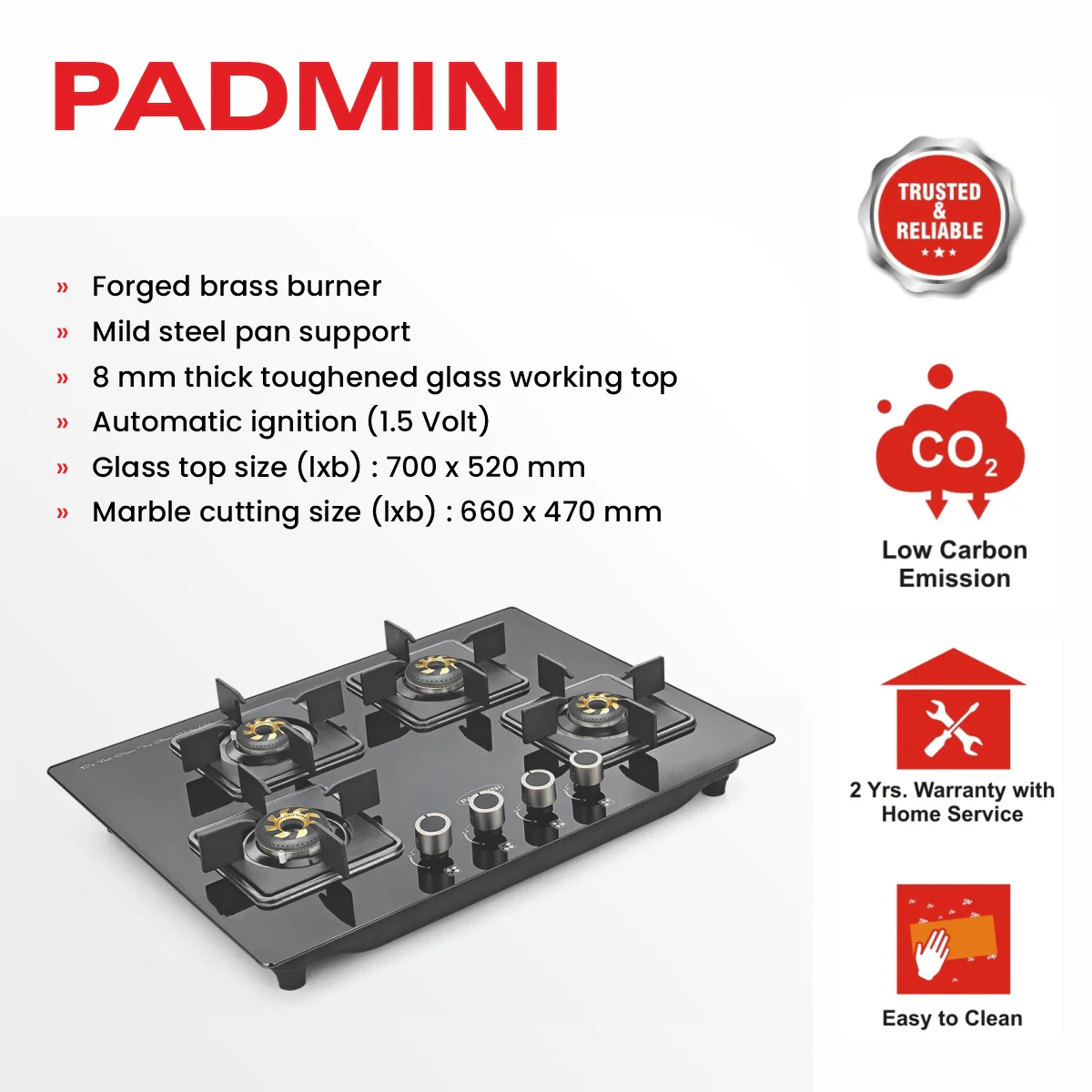 PADMINI Gas Hob 410 GL IB - Image 8