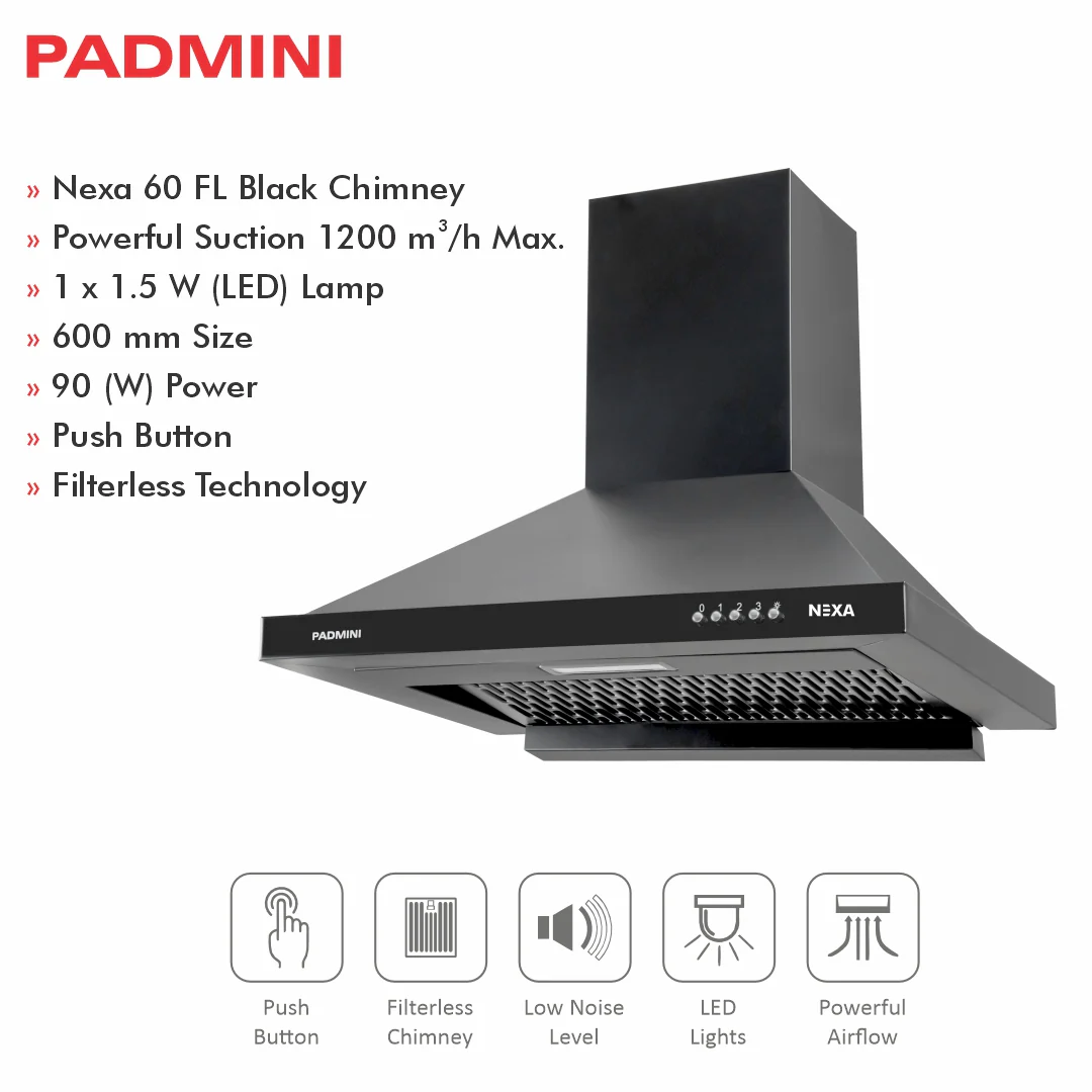 PADMINI Electric Chimney Nexa 60 FL (FILTERLESS) - Image 5