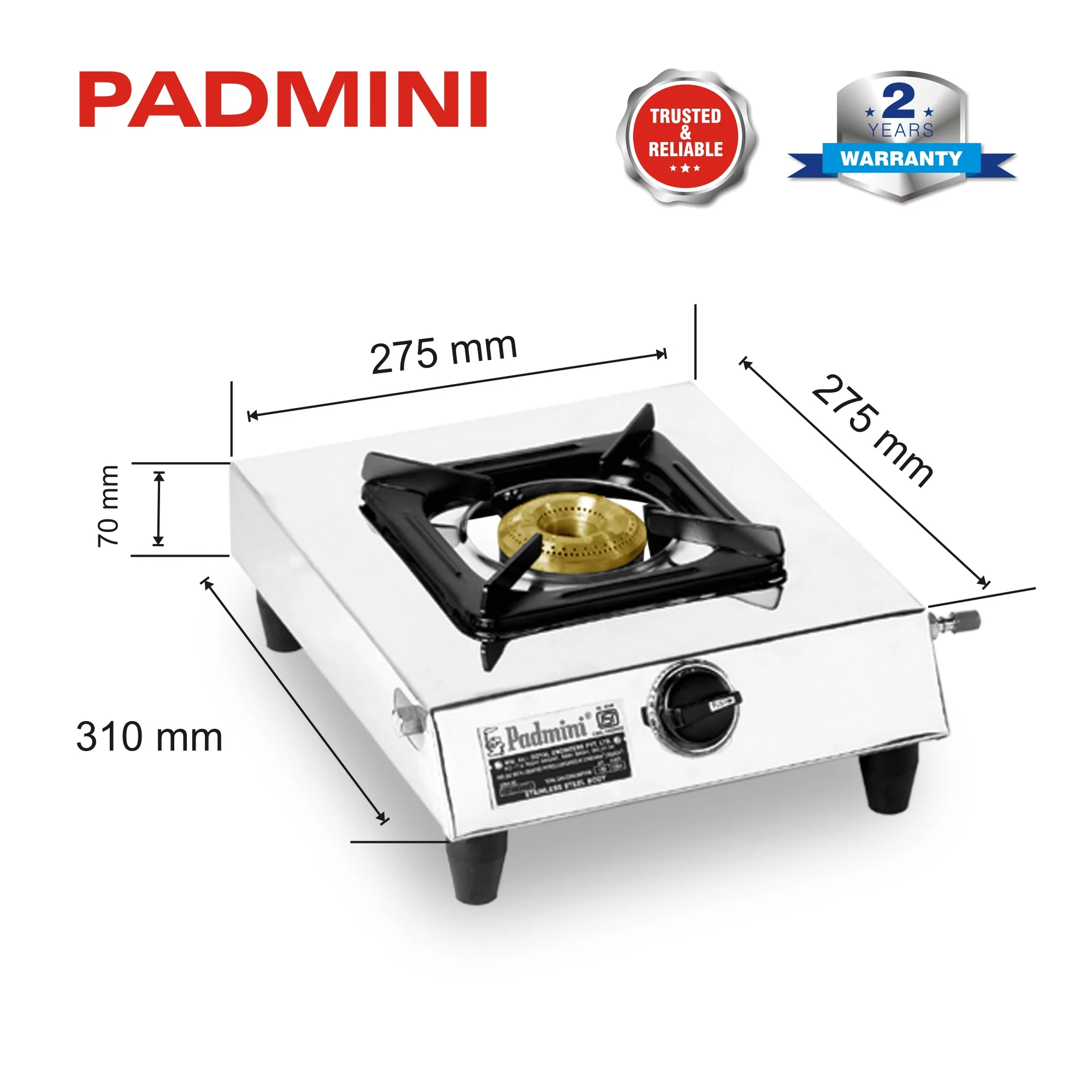 PADMINI Single Burner CS-101 Stainless Steel Gas Stove - Image 5
