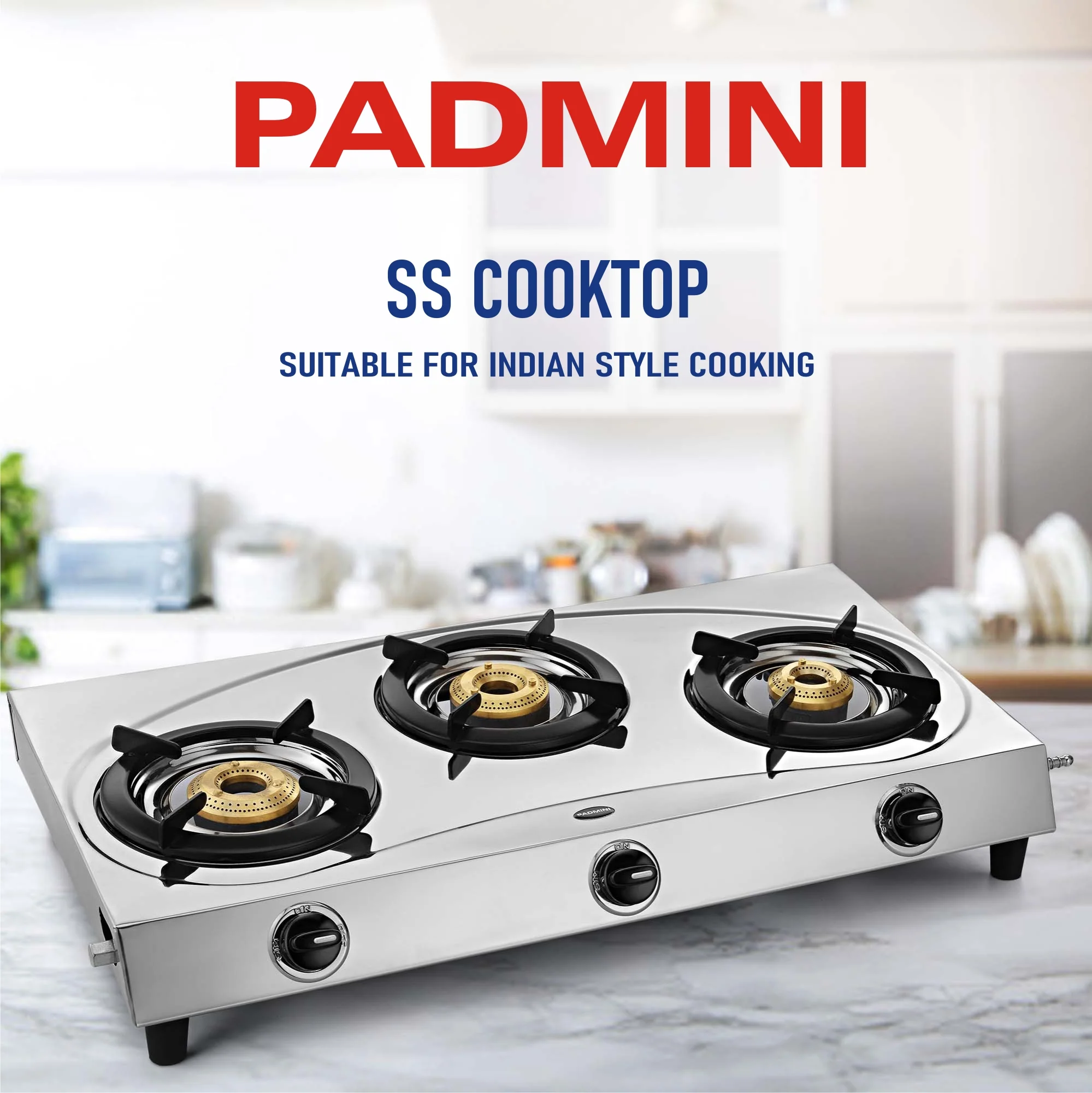 PADMINI 3 Burner CS-304 Stainless Steel Gas Stove - Image 6
